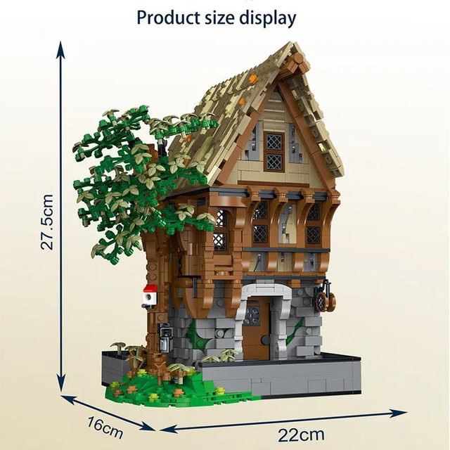 MOC Mittelalterliches Haus Schmiedetaverne, Bausteine Bausatz, mit LED - Bild 1