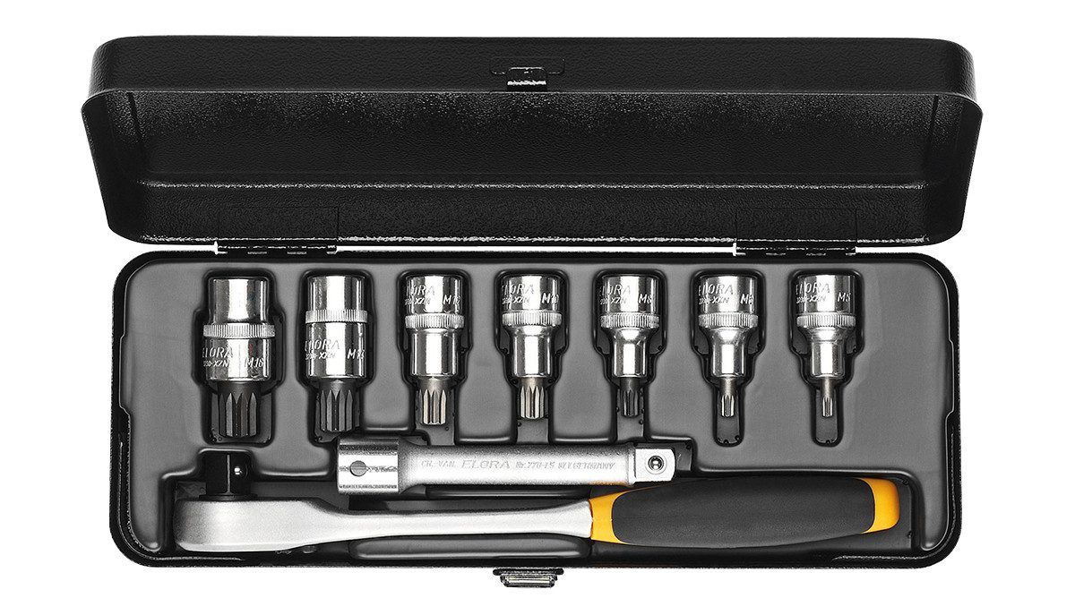 Elora Steckschlüssel-Satz 1/2 Zoll XZN 9-teilig M5-M16 in Silber ELORA-770-KXZNU - Bild 1