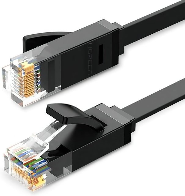 UGREEN NW102 Flat Netzwerkkabel Cat6 UTP Ethernet LAN Schwarz, Länge: 3 m - Bild 1