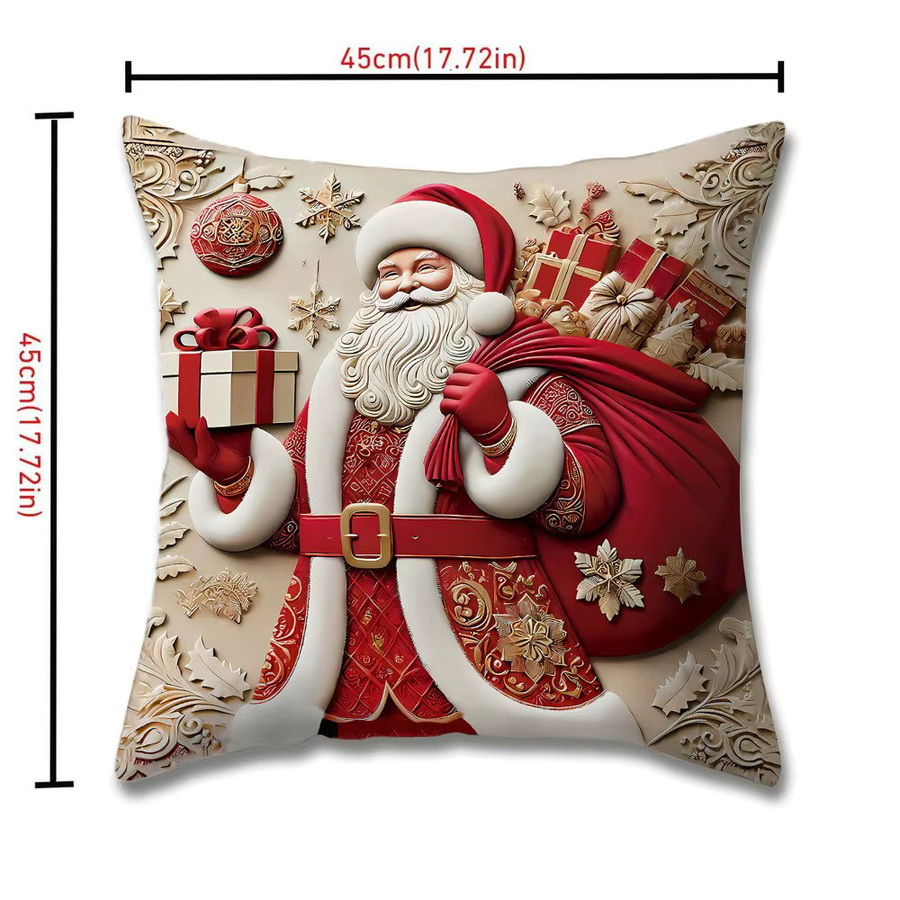 DUTRIEUX 4er-Set Weihnachtskissenbezüge mit Motivdruck Weihnachtsmann, Rentier, Schneemann und Baum, mehrfarbig, B/T/H: 45 x 45 x 0 cm - Bild 4