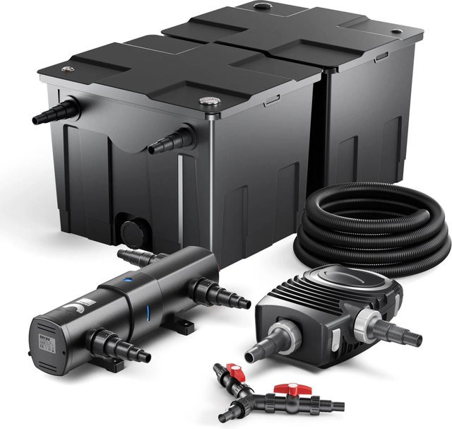 Sunsun Teichfilter Set für bis zu 60000 Liter mit Neo10000 Teichklärer 36W, 80W Pumpe und 25m Schlauch in Schwarz - Bild 1