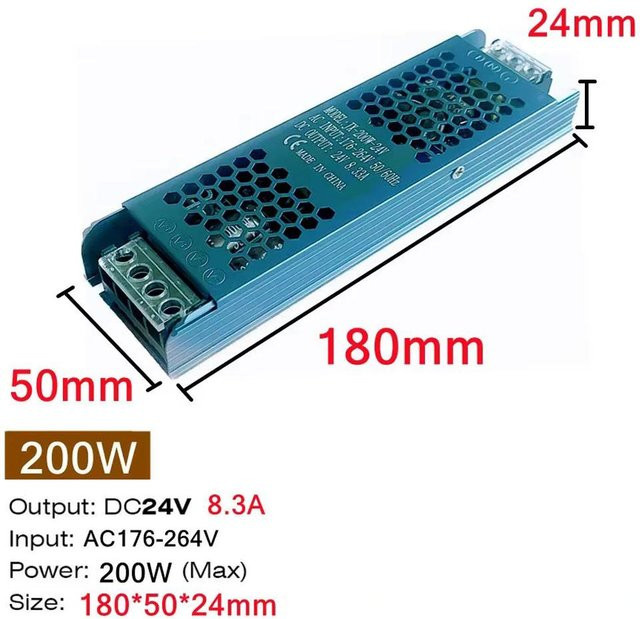 OuuZuu Beleuchtungstransformator DC 12 V/24 V Netzteiladapter für LED-Streifen, Metall, Blau - Bild 1