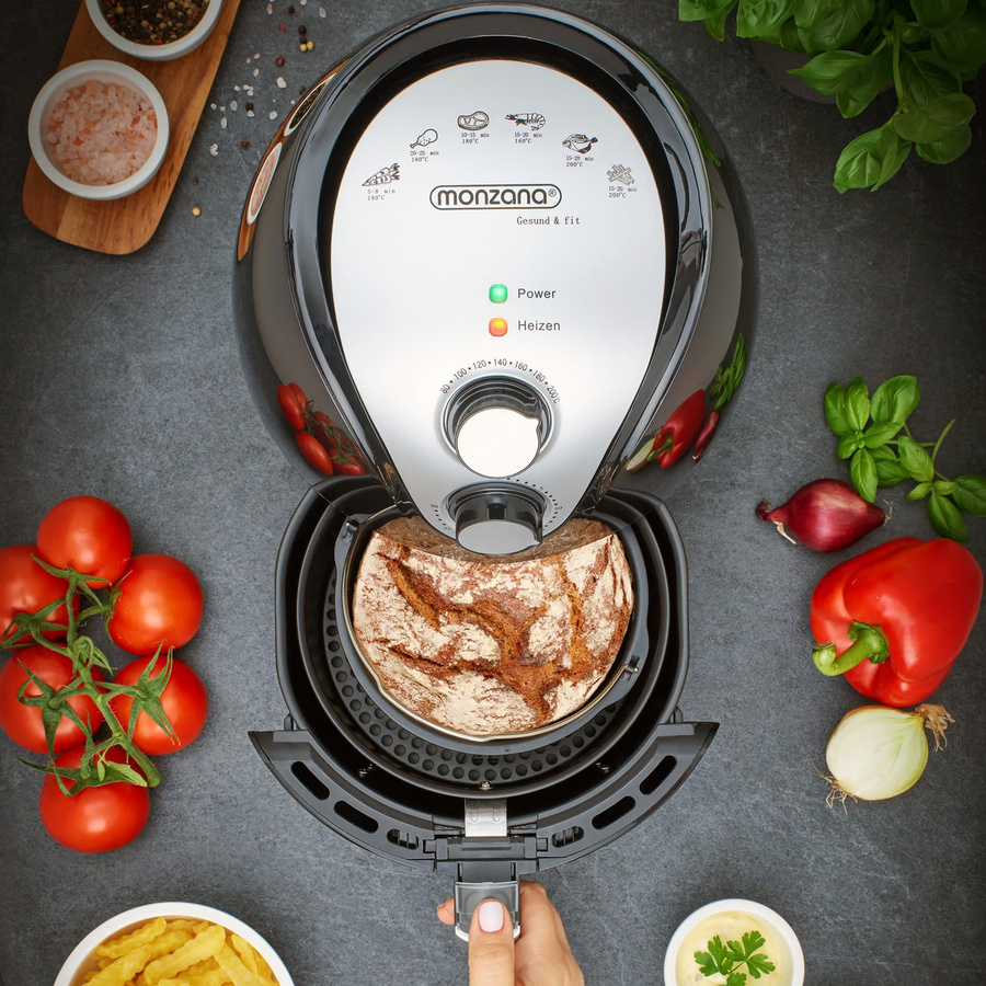 MONZANA 9in1 Heißluftfritteuse und Brotbackautomat in Schwarz mit 3,6 l Volumen - Bild 2