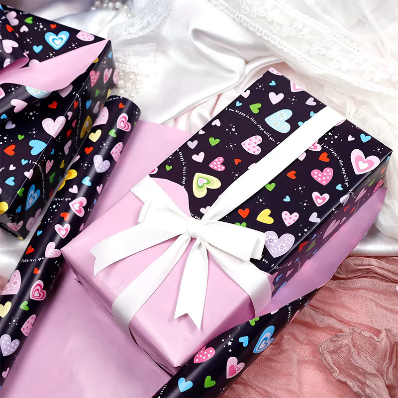Elegantes Geschenkpapier in Multicolour für Valentinstag, Geburtstag, Hochzeit und Jahrestag, Breite: 43,18 cm, Länge: 299,72 cm - Bild 4