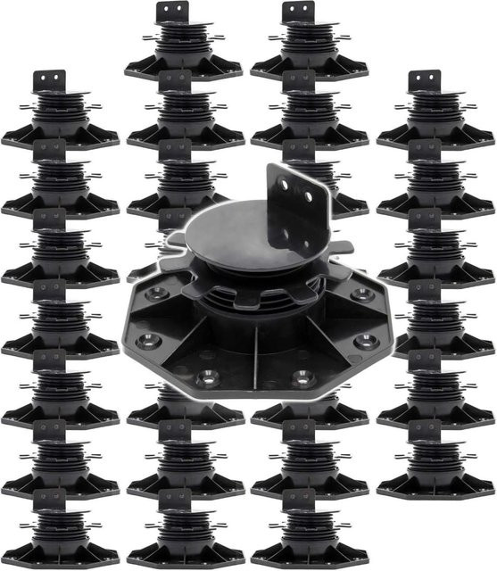 Xpotool Set 30 Stelzlager für Terrassen in Schwarz, höhenverstellbare Stellfüße für 33-64 mm, Tragkraft 2700 kg - Bild 1