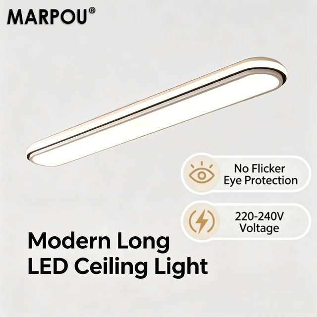 MARPOU Moderne Nordische LED-Deckenleuchte in Weiß, Linearer Lichtstreifen für Flur und Schlafzimmer - Bild 1