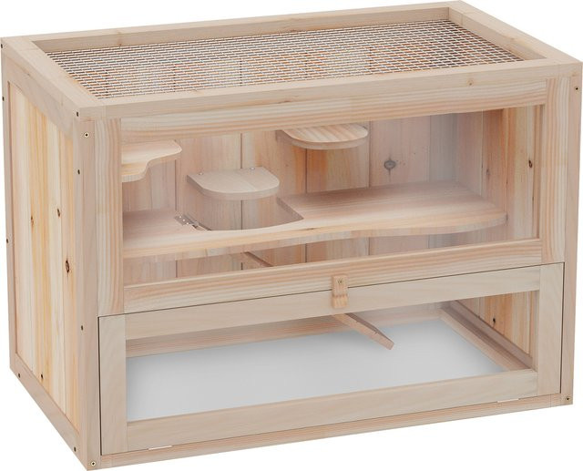 PawHut Kleintierkäfig aus Kiefernholz in Braun und Beige, B/T/H: 60 x 35 x 42 cm - Bild 1