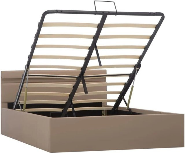 vidaXL Stauraumbett mit LED und Lift-up-Funktion in Cappuccino-Braun, B/T/H: 140 x 200 x 73 cm (Höhe: 73 cm) - Bild 1