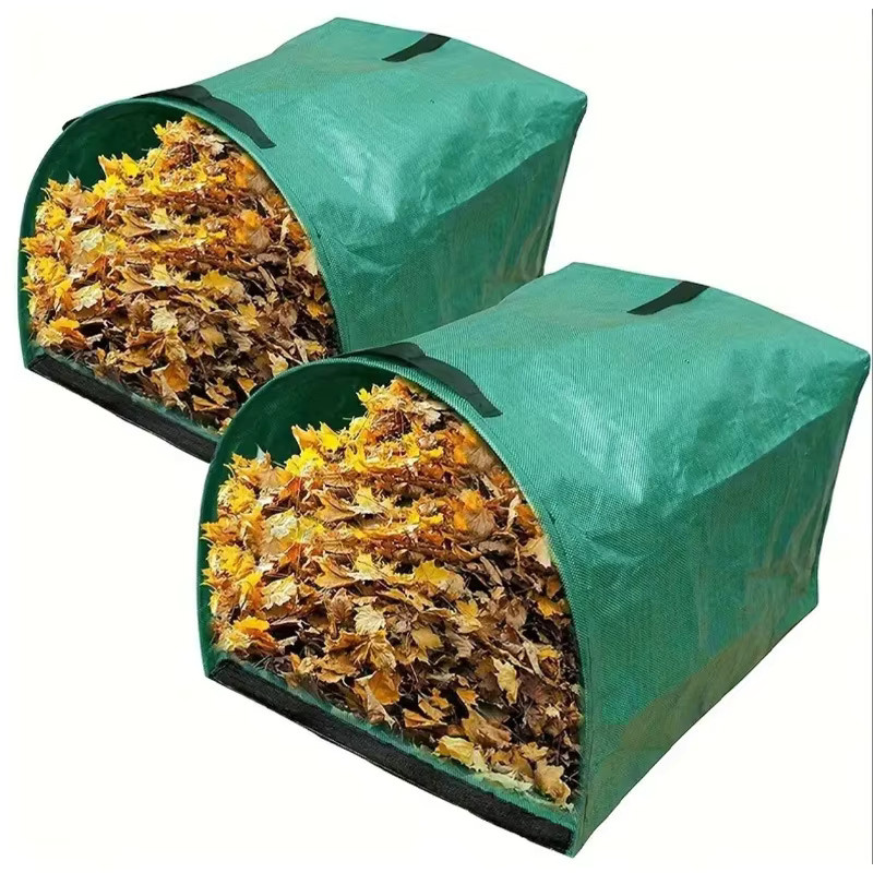 Utdoor Sammelbeutel für Laub und Gartenabfälle, grüner gewebter Müllbeutel, 53 Gallonen, B/H/T: 55 x 76 x 43 cm - Bild 3