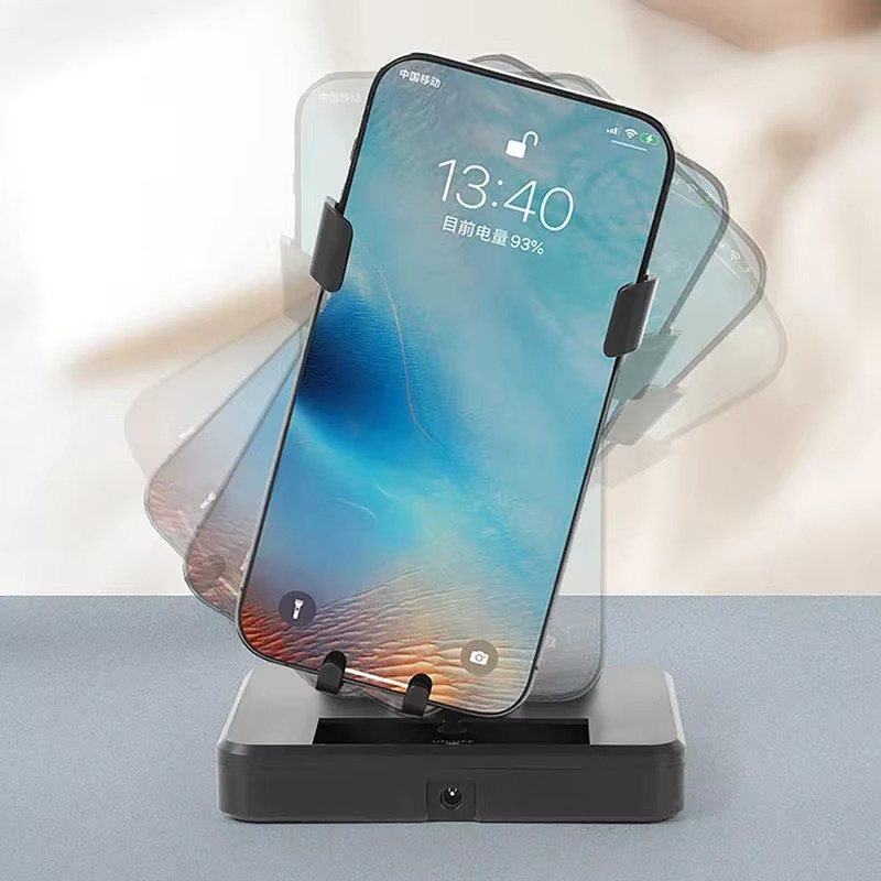 Mrgabwte Automatischer Handy-Schüttler für den Schreibtisch in Schwarz mit Schrittzähler-Funktion und stummschaltbarem Handyhalter - Bild 2