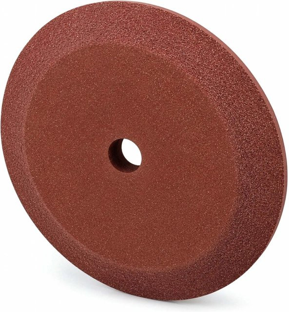 Wiltec Ersatz Sägeblatt Schärfgerät Keramik-Schleifscheibe in Silber und Braun, Durchmesser: 105 mm, Bohrung: 10 mm, keilförmig - Bild 1