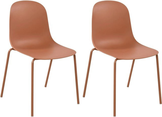CLP 2er Set Stapelstuhl Hardin in Terracotta mit ergonomischer Kunststoffschale und Metallgestell - Bild 1