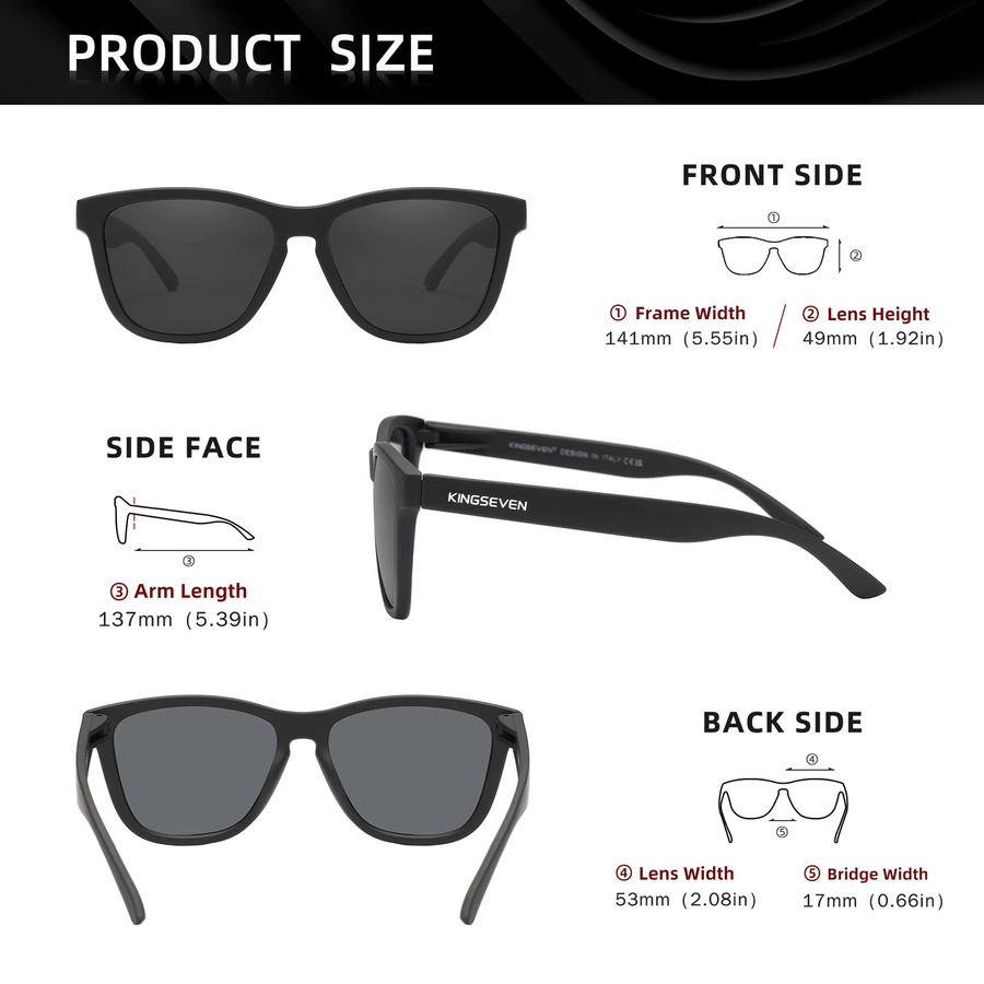 KINGSEVEN Sonnenbrille, Square, Vollrand, Kunststoff, Schwarz, Unisex, polarisiert - Bild 2