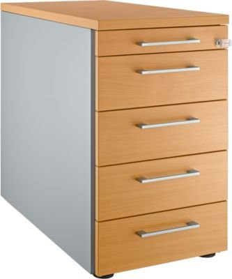 Schäfer Shop Genius Standcontainer 13333 mit Griff, weißalu/Buche-Dekor, B: 43,5 cm, H: 71,7 cm - Bild 1