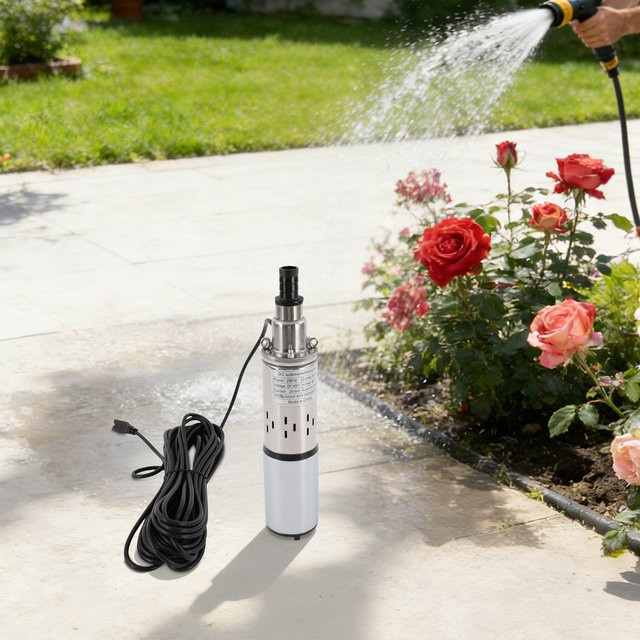 Bymaocar Solarbetriebene Tiefbrunnenpumpe 280W 48V in Silber für Gartenbau und Landschaftsgestaltung - Bild 1