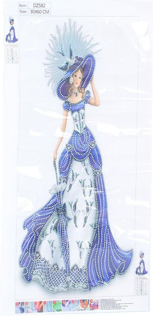 GoolRC DIY Strassmalerei mit elegantem Damenmuster in Weiß und Blau als abstrakte Kristallmalerei zur Wanddekoration - Bild 1
