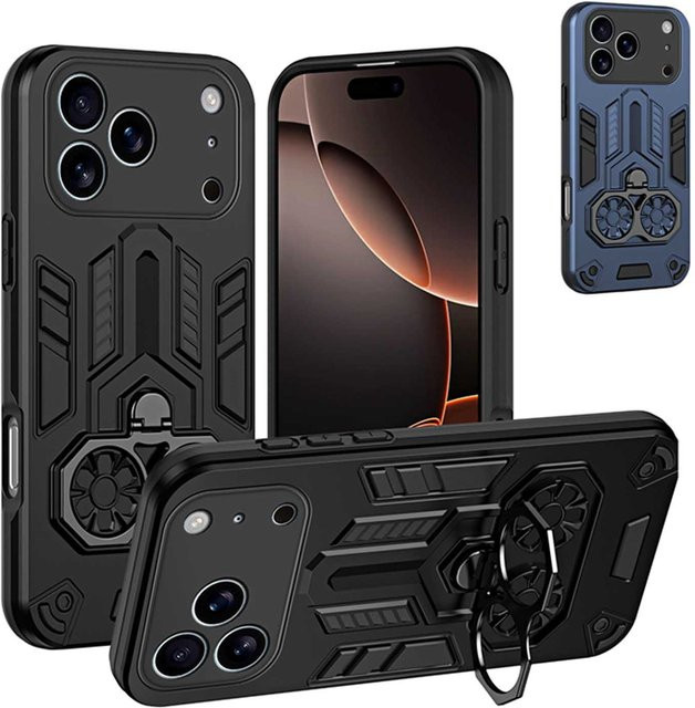 Stoßfeste CYYWN Schutzhülle für iPhone 17 16 15 Pro Max Plus Air mit Metallring in Schwarz - Bild 1