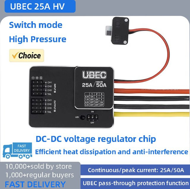 Hobbywing 25A UBEC HV externer BEC für 3-18S LiPo Batterien in Schwarz für DIY FPV Mini Racing Quadcopter Drohnen - Bild 1