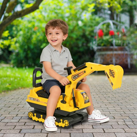 HOMCOM Kinder Rutscherfahrzeug Bagger Gelb mit Schaufel und Hupe, B/H/L: 24 x 58,5 x 78 cm