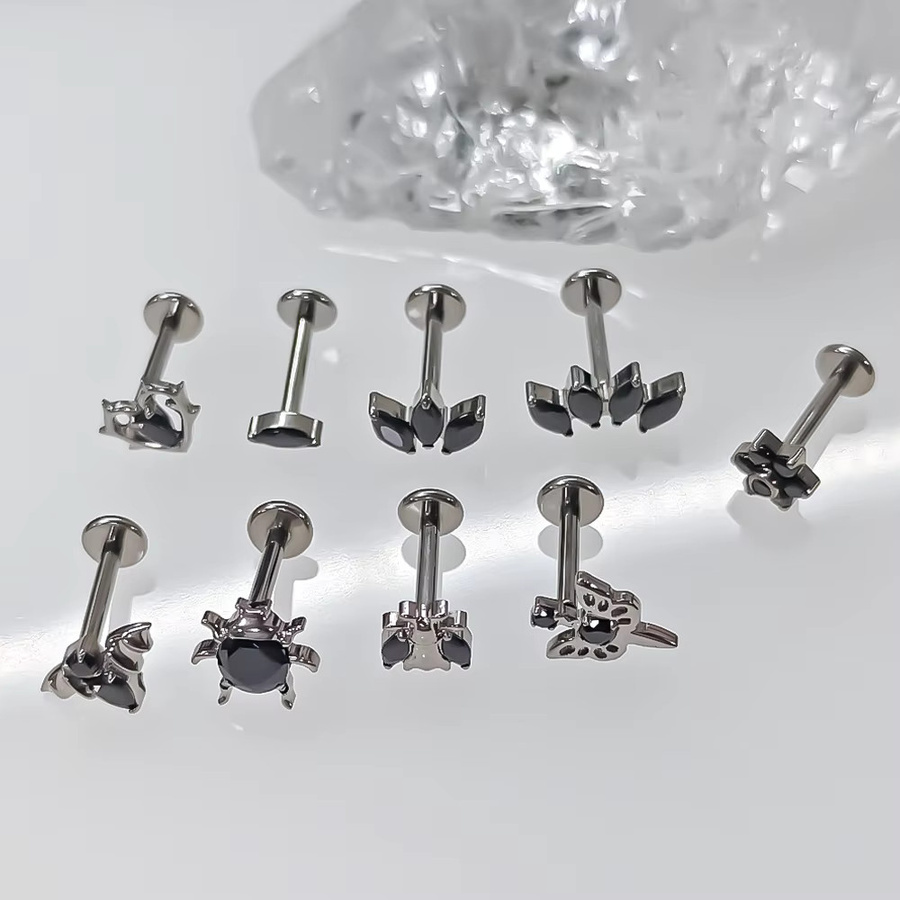 PUTITUP Ohrstecker-Set, Titan, Schwarz, Zirkonia - Bild 2