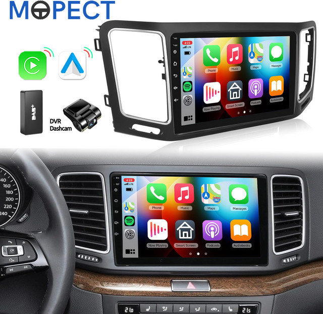 MOPECT Android 15 Autoradio mit 128GB Speicher für VW Sharan 7N und Seat Alhambra II (2012-2018) mit kabellosem CarPlay, WIFI, GPS, Navigation und DAB+ in Schwarz - Bild 1