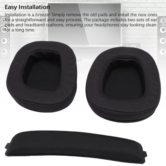 DIYelecs 2er Set Ersatzpolster für Headsets inklusive Stirnbandpolster und Ohrpolster für Logitech G933 G935 G633 G635 G633S G933S in Schwarz - Bild 1