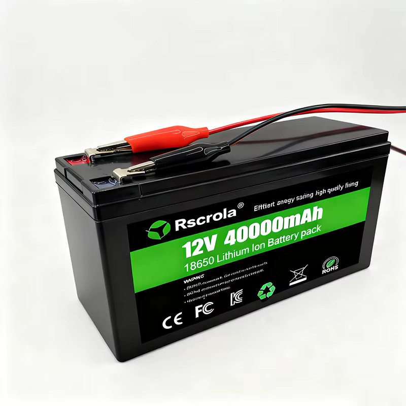 Rscrola 12V Lithium-Ionen-Akku 40Ah, wiederaufladbarer 18650 Akkupack in Schwarz für Sprühgeräte, Lautsprecher und Outdoor-Camping - Bild 4