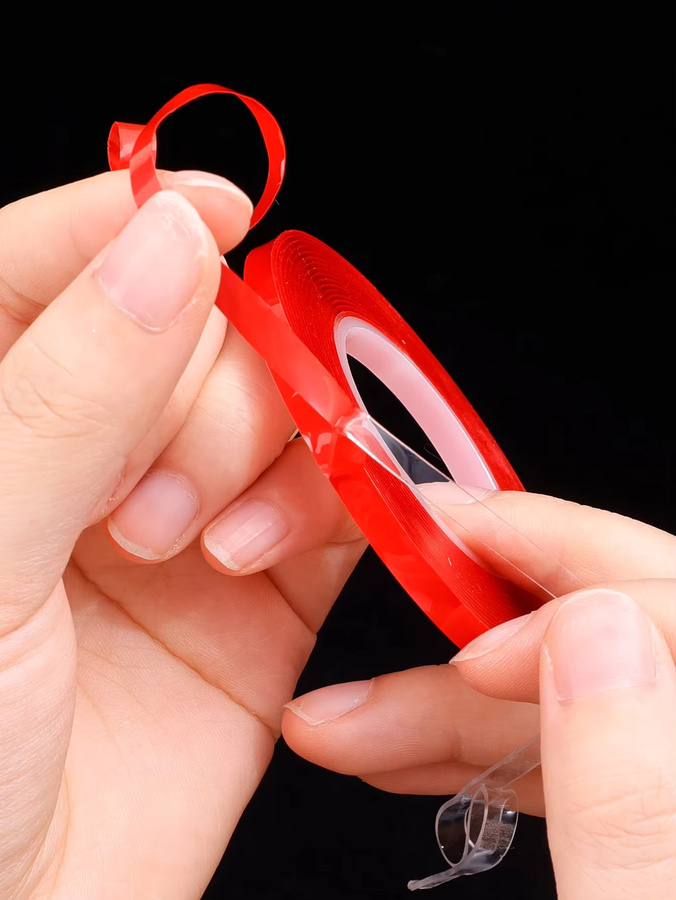 2 Stück transparentes doppelseitiges Klebeband mit rotem Film, hochtemperaturbeständig, wasserfest und rückstandsfrei haftend - Bild 3