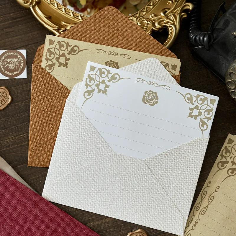 YEJET-Student Wachs-Siegelset im europäischen Hofstil mit Retro-Leinenumschlag und Kraftpapier in Beige - Bild 2