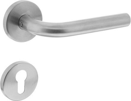 Intersteel Türdrücker mit Rosetten in Edelstahloptik Silber, rechts, Durchmesser: 55 mm, Dicke: 8 mm, PZ - Bild 1