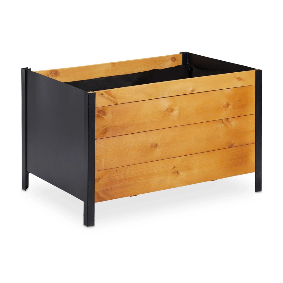 Relaxdays Hochbeet aus Holz und Metall in Natur mit Vlies, B/T/H: 78 x 48 x 51 cm - Bild 2