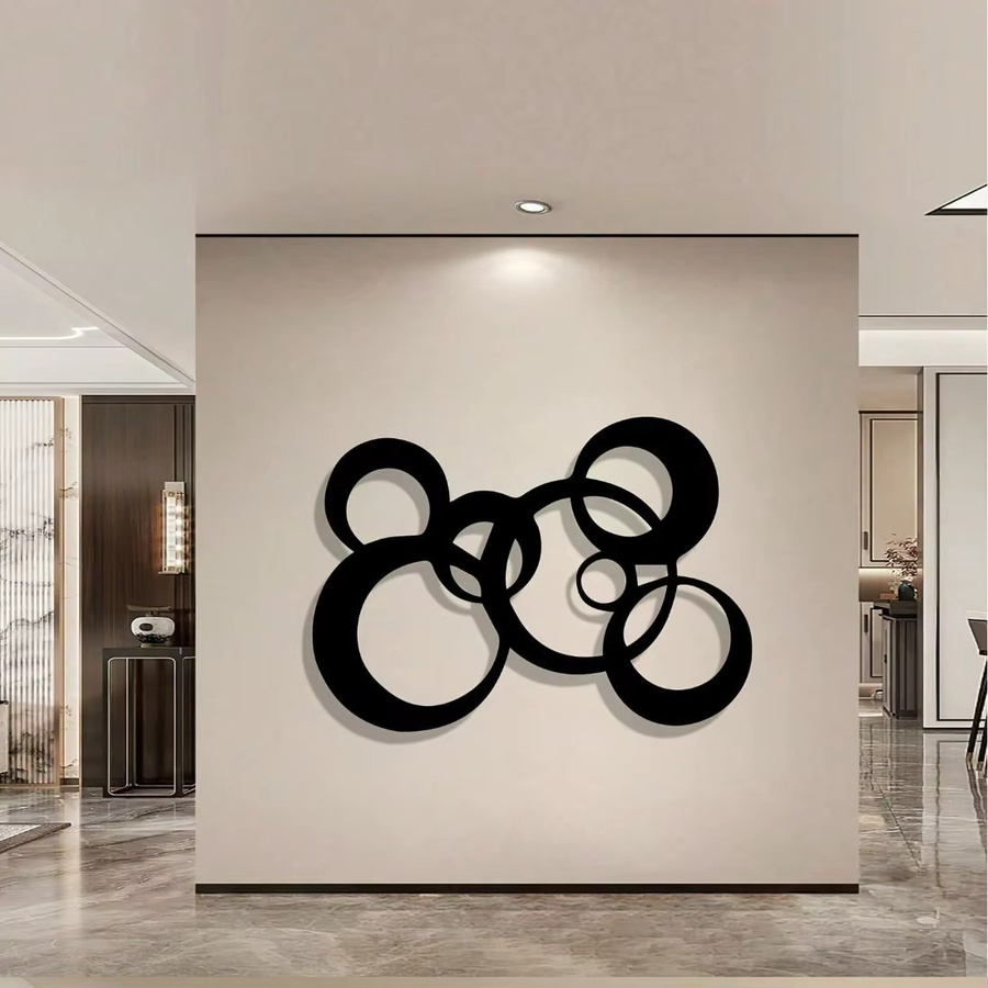 CIFBUY Moderne Wandkunst aus Eisen Runde Metall Skulptur im Retro-Design Schwarz Weiß - Bild 4