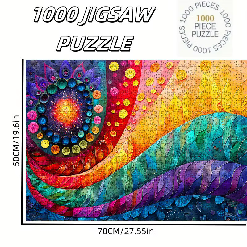 AZNM DIY-Puzzle, Regenbogen-Farbverlauf, Fantasy-Blumenmuster, 1.000 Teile, ab 14 Jahren - Bild 3