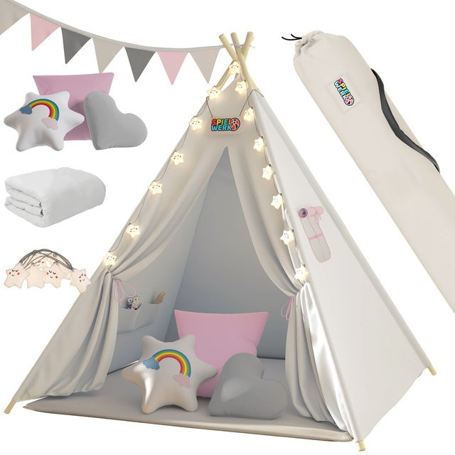 SPIELWERK Tipi Spielzelt in Rosa und Mehrfarbig, B/T/H: 160 x 130 x 130 cm - Bild 1