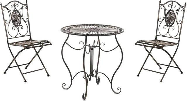 DELUKE Bistroset RIZAR Gartenmöbelset für 2 Personen aus Metall in Bronze Vintage-Design B/T/H: 42 x 49 x 91,5 cm - Bild 1