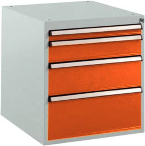 Manuflex BASETEC Stationärer Schubfachschrank SP1140.2001 mit 4 abschließbaren Schubfächern, Farbe: Rotorange RAL 2001 - Bild 1