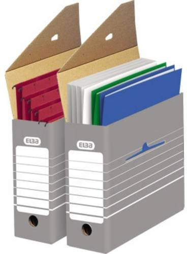 Elba Archivschachtel tric DIN A4 aus Wellpappe, Grau/Weiß, B: 9,5 cm, H: 26,5 cm, T: 34 cm - Bild 1