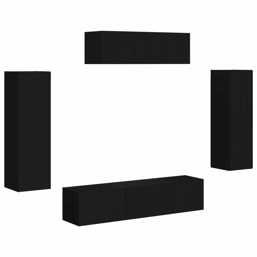 vidaXL TV-Schrank 3-teilig Schwarz Matt minimalistisch Wandmontage - Bild 2
