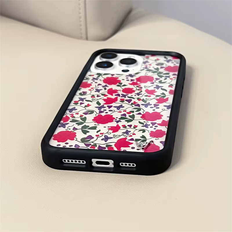 TOPTOY Wildflower Handyhülle für iPhone 17 16 15 14 13 12 Pro Max mit Cartoon-Blumendruck in Rosa und Braun, stoßfeste Abdeckung - Bild 3