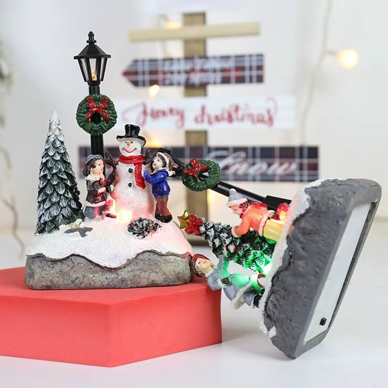 Lyfs Weihnachtshaus-Nachtlicht aus Keramik mit Schneemann-Figur in Mehrfarbig für die Tischdekoration - Bild 2