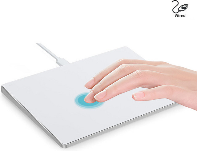 JOMAA Kabelgebundene Multi-Touch-Trackpad-Maus mit Glasoberfläche in Weiß - Bild 1