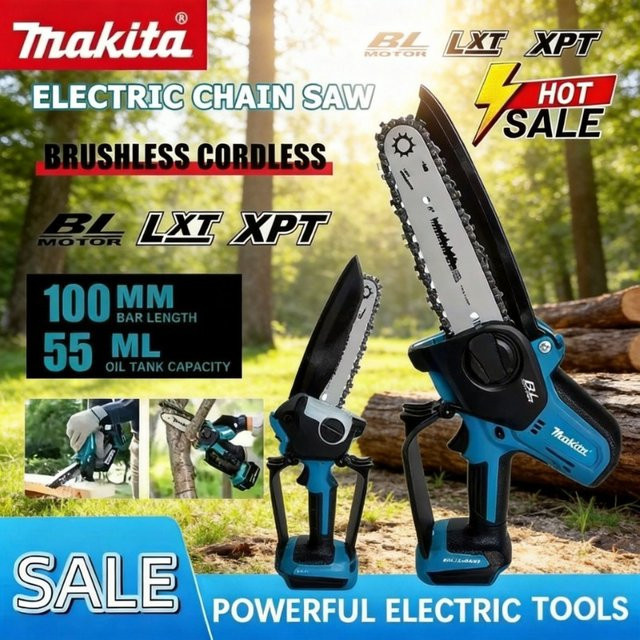 Makita Elektrische Kettensäge 18V mit 20mm Hub und 8,0 m/s Geschwindigkeit in Petrol - Bild 1