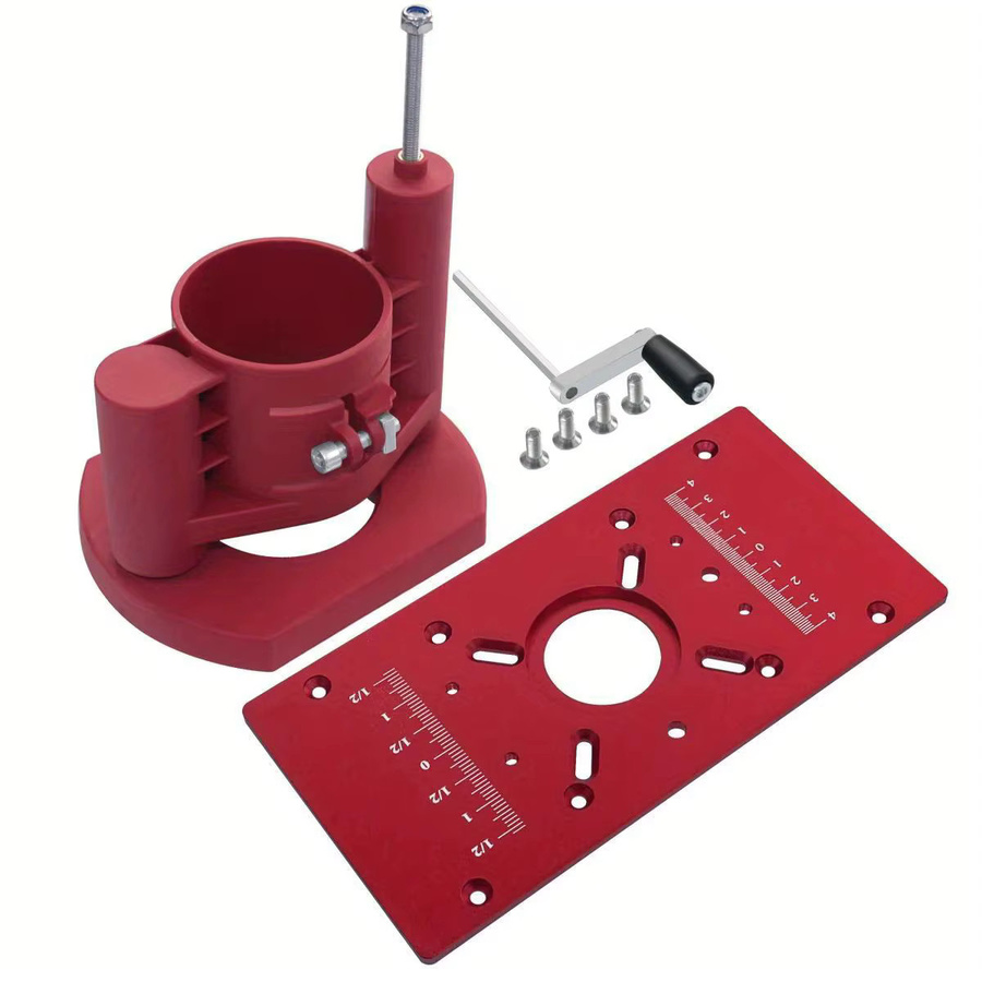 FNICEL Router Lift System mit Router Tisch Einsatzplatte in Rot für elektrische Trimmmaschinen - Bild 2