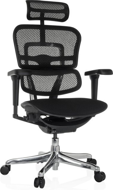 hjh OFFICE Ergohuman Ultra F Gen2 Luxus Chefsessel in Schwarz mit Netzstoff, Armlehnen und Kopfstütze, höhenverstellbar - Bild 1