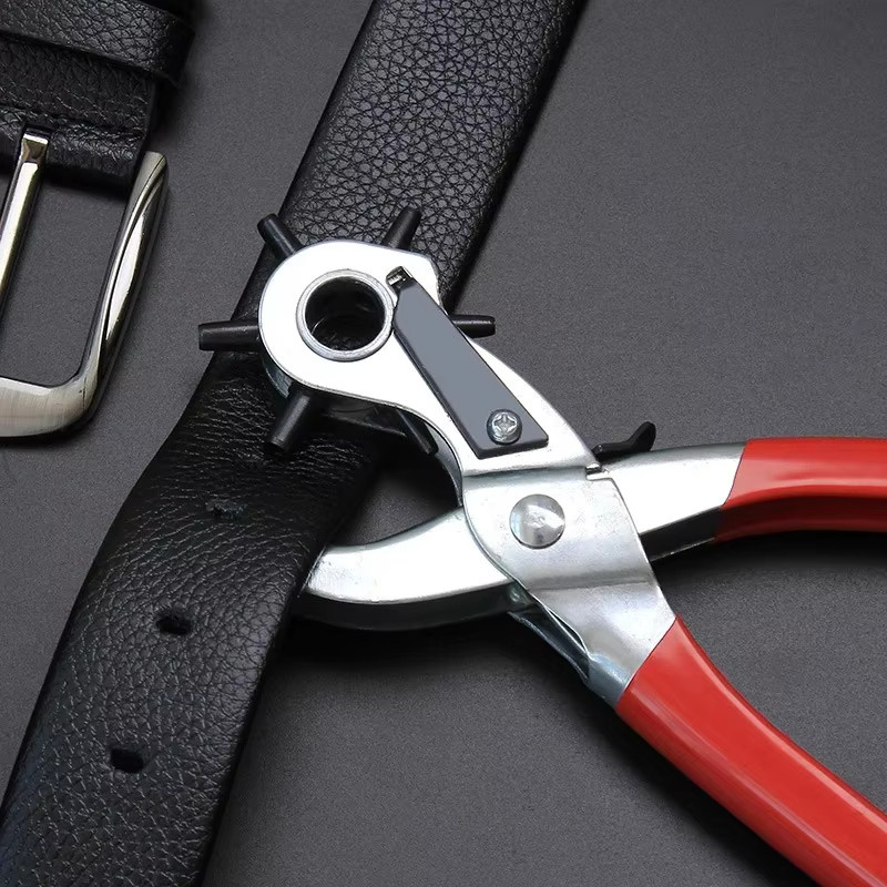 Lederlochzange für Gürtel und Armbänder aus Metall in Rot - Bild 2
