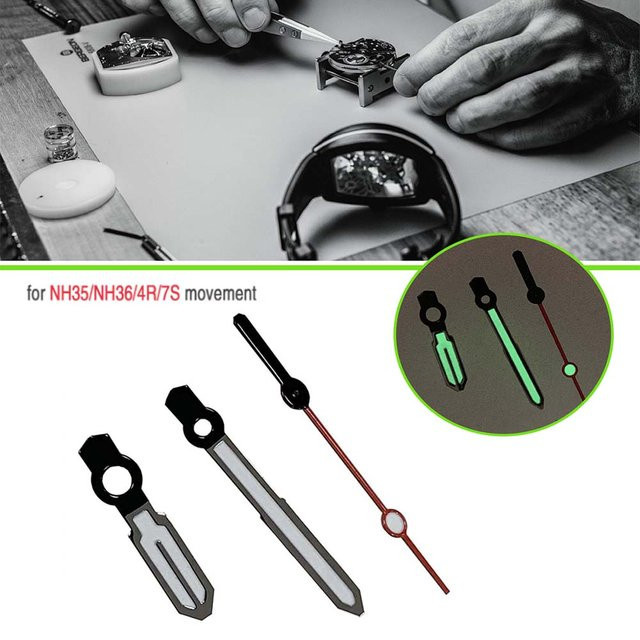 FancyWrist Uhrenzeiger, 3 Pins, Grün Leuchtend, für NH35 NH36 4R 7S Bewegung - Bild 1