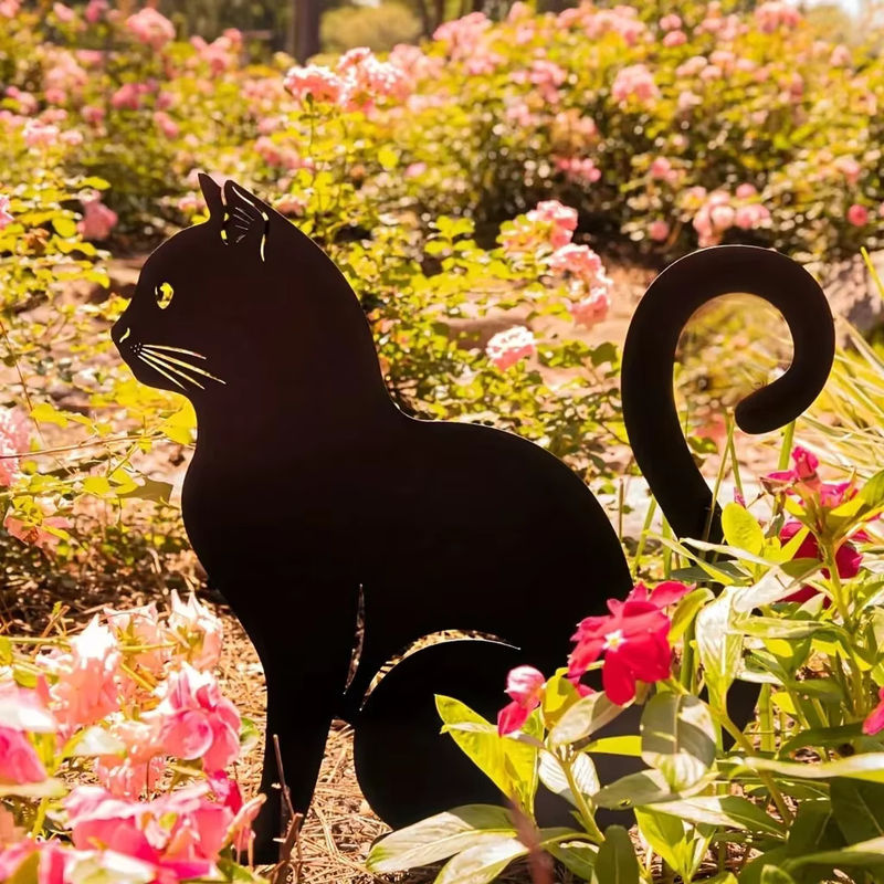Dekorative Katzenfamilie Gartenstecker von CIFBUY in Schwarz aus Metall im Tiki-Stil für Garten und Rasen - Bild 5