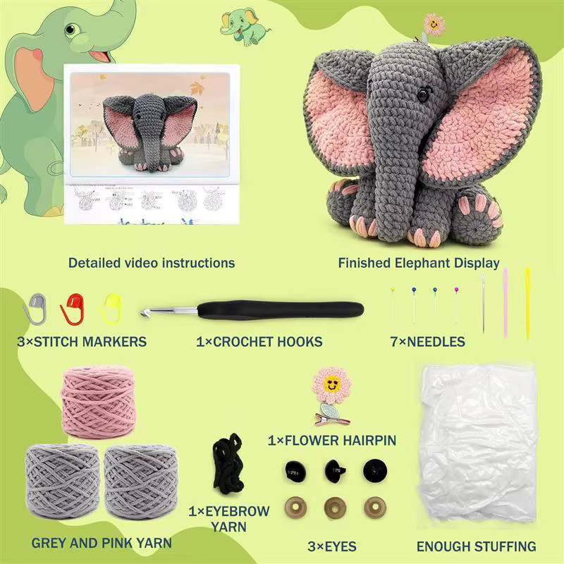 Elefanten-Paket, Häkel-Strickset, Tiere, Plüsch / Textil - Bild 5