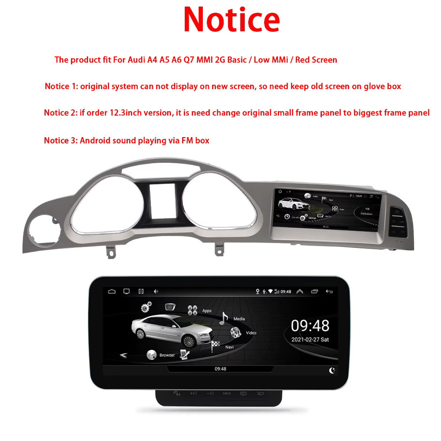 FAZY Android 14 Autoradio-Player mit CarPlay und GPS-Navigation für Audi A4 A5 A6 Q7 MMI 2G Basic, Roter Bildschirm - Bild 4