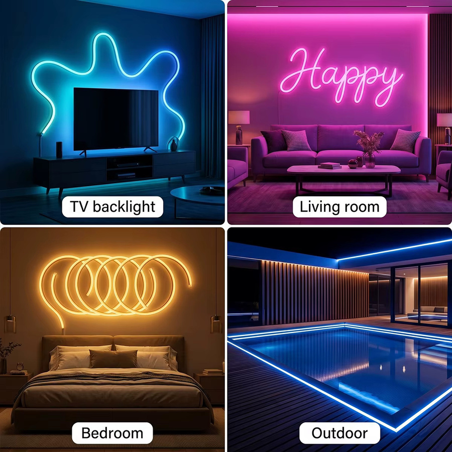 Tuya RGBIC LED Neon-Lichtstreifen Multicolor, wasserdichter flexibler LED-Streifen mit USB-App-Fernbedienung für deine Heimdekoration - Bild 4